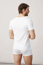 Camiseta Interior de Algodón para hombre manga corta cuello pico