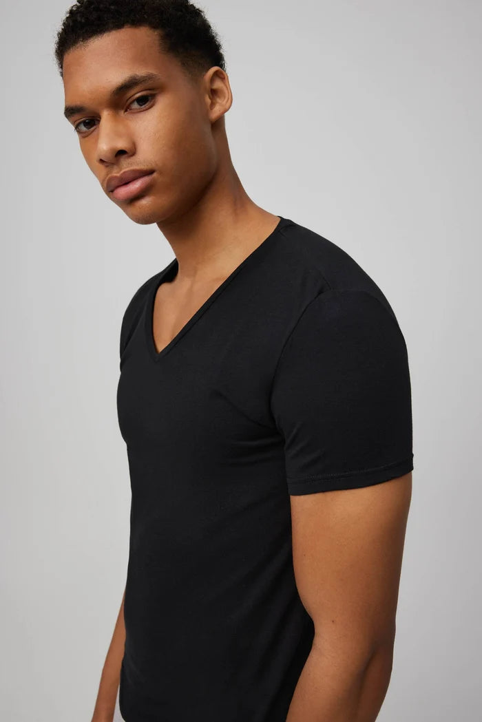 Camiseta Interior de Algodón para hombre manga corta cuello pico