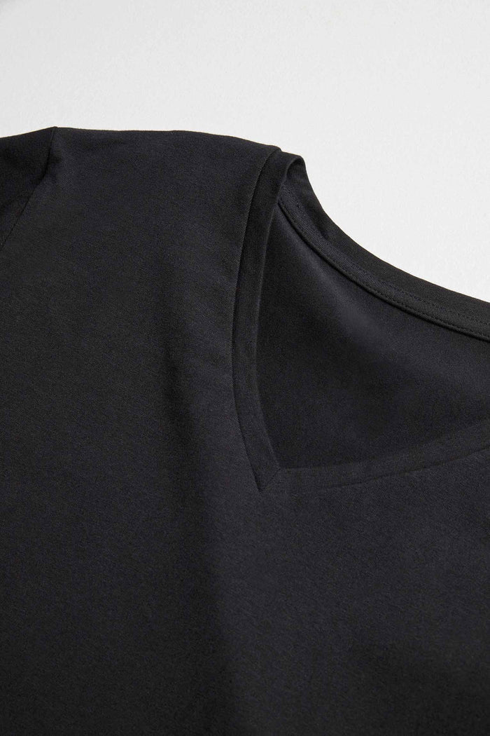 Camiseta interior de algodón para hombre de manga larga y cuello de pico