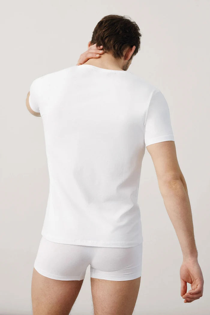 Camiseta interior de algodón para hombre de manga corta