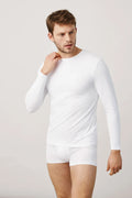Camiseta interior de algodón para hombre de manga larga y cuello redondo