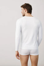 Camiseta interior de algodón para hombre de manga larga y cuello redondo